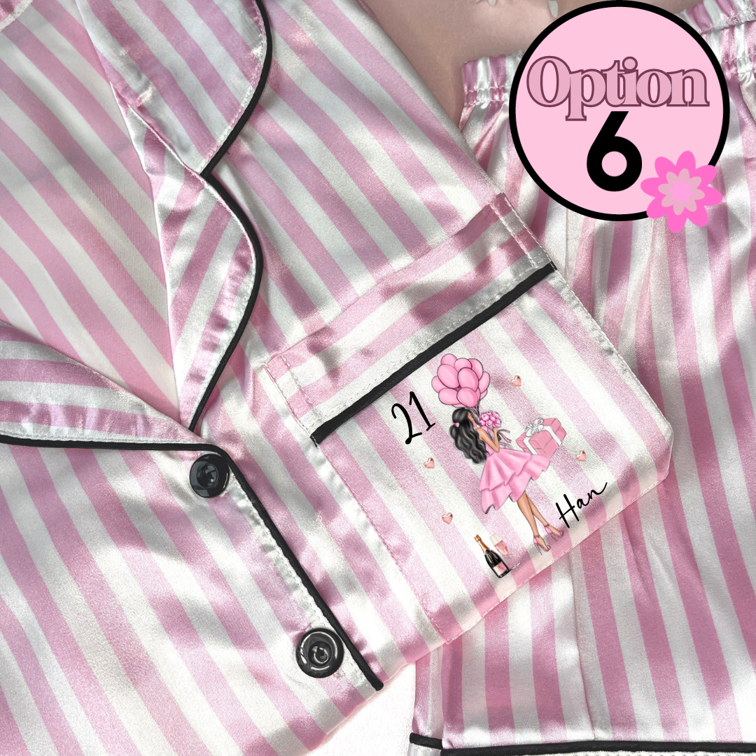 Personalised Satin Trouser Birthday Girl PJ Set