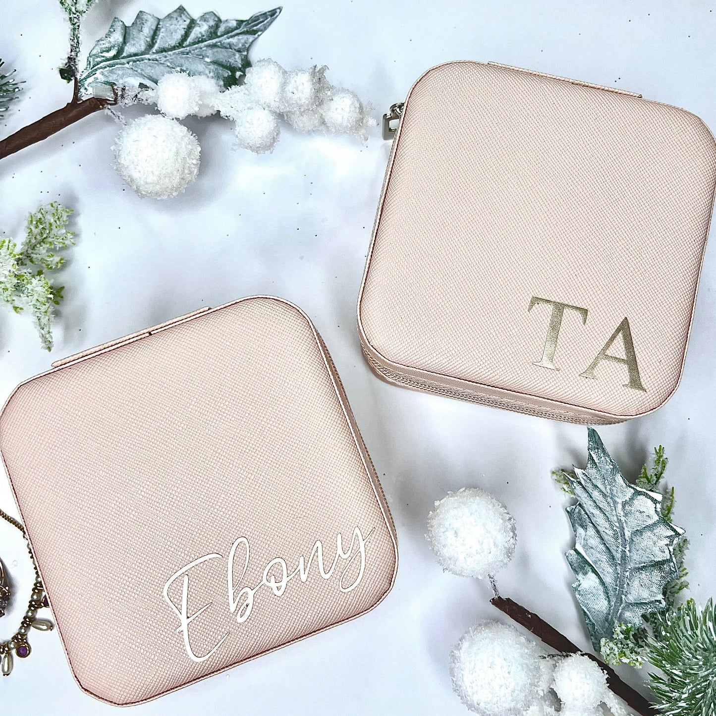 Personalised Pink Mini Jewellery Box | Personalised Bridesmaid Gift | Personalised Travel Jewellery Box for Holiday | Custom Bridal Favour