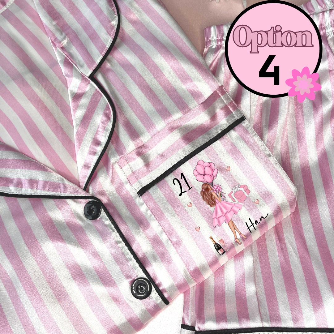 Personalised Birthday Pink Long Victorias Secret Inspired Birthday Pyjamas | 30th Birthday Pjs | Personalized pajamas | Satin pjs | Pink pj