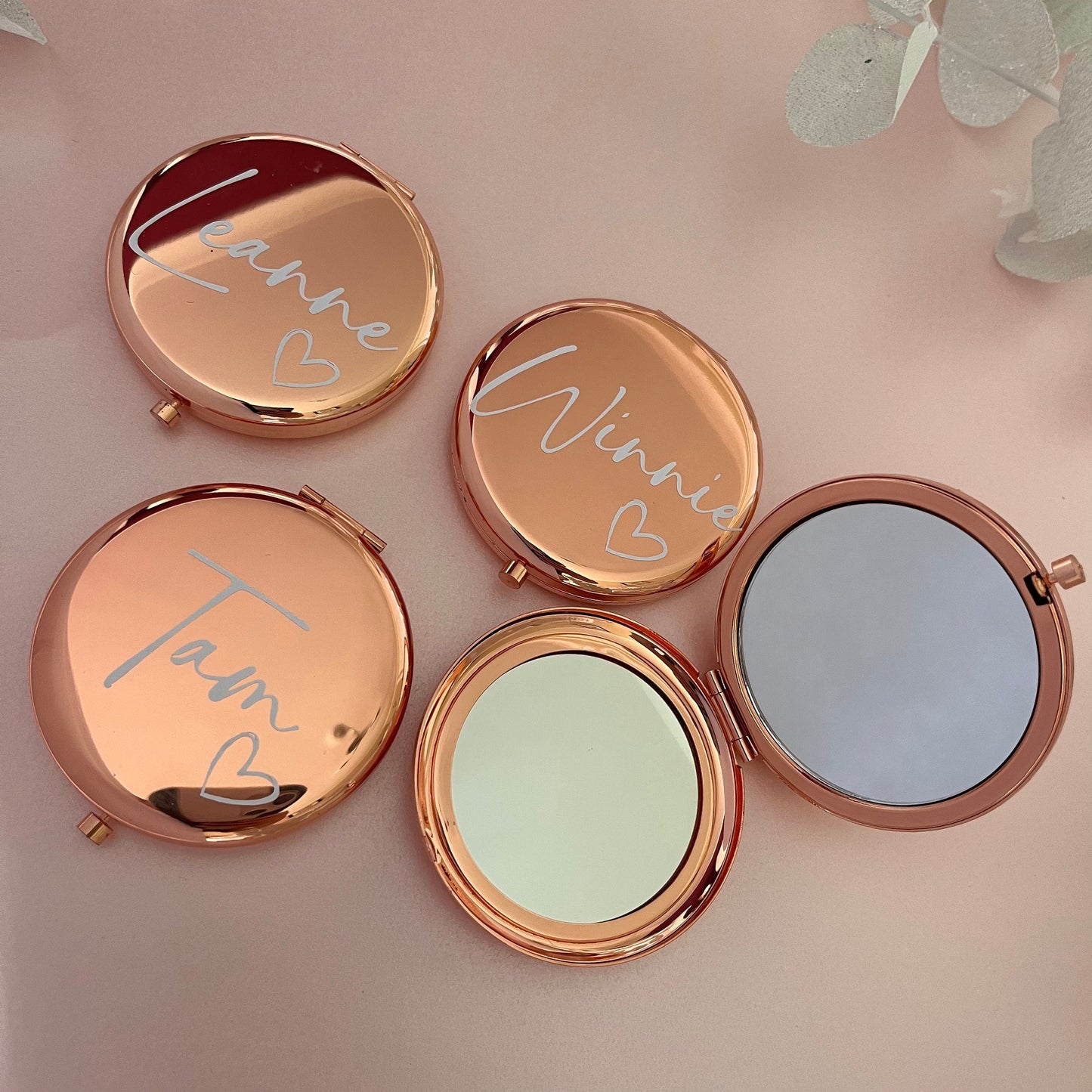Compact Personalised Rose Gold Mirror