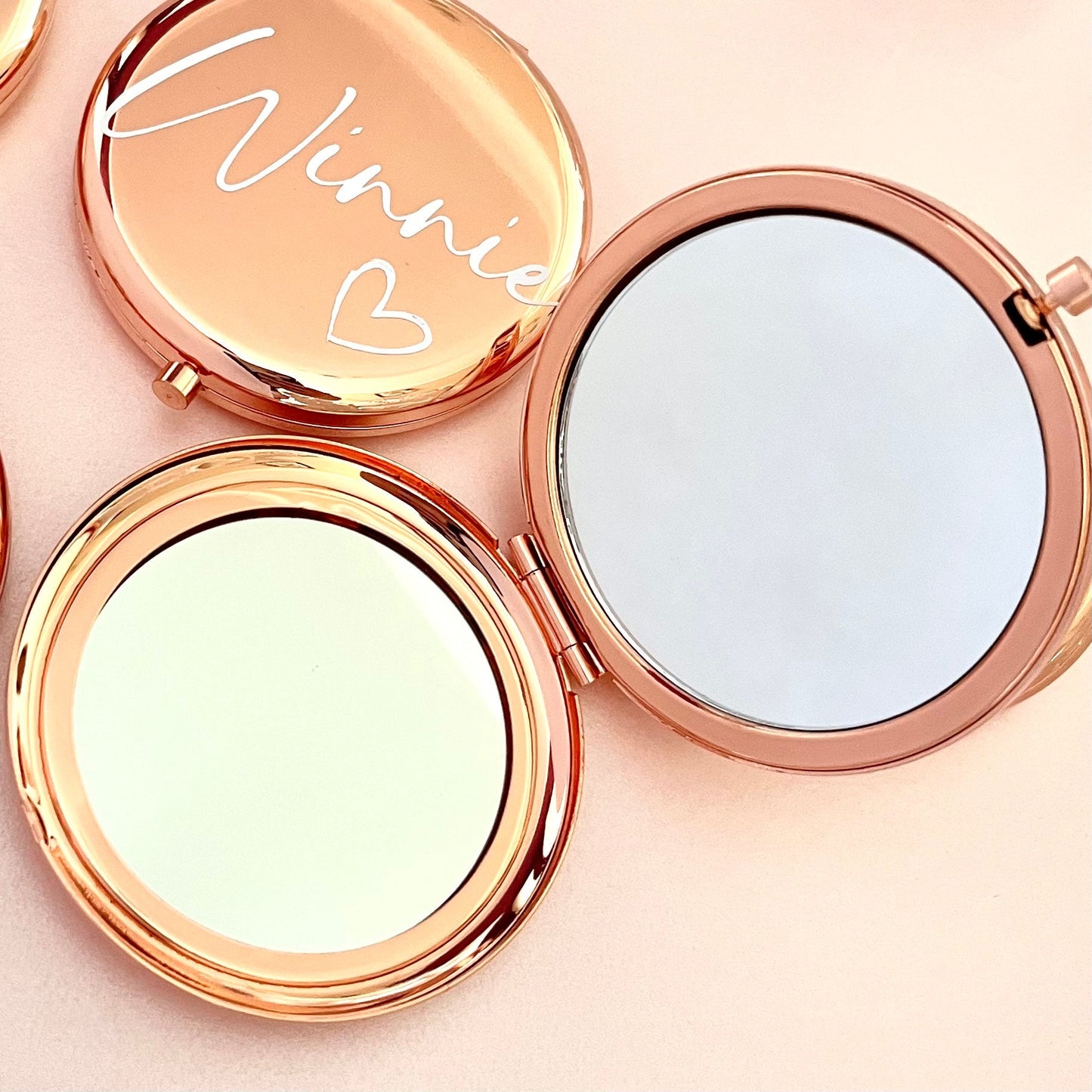 Compact Personalised Rose Gold Mirror