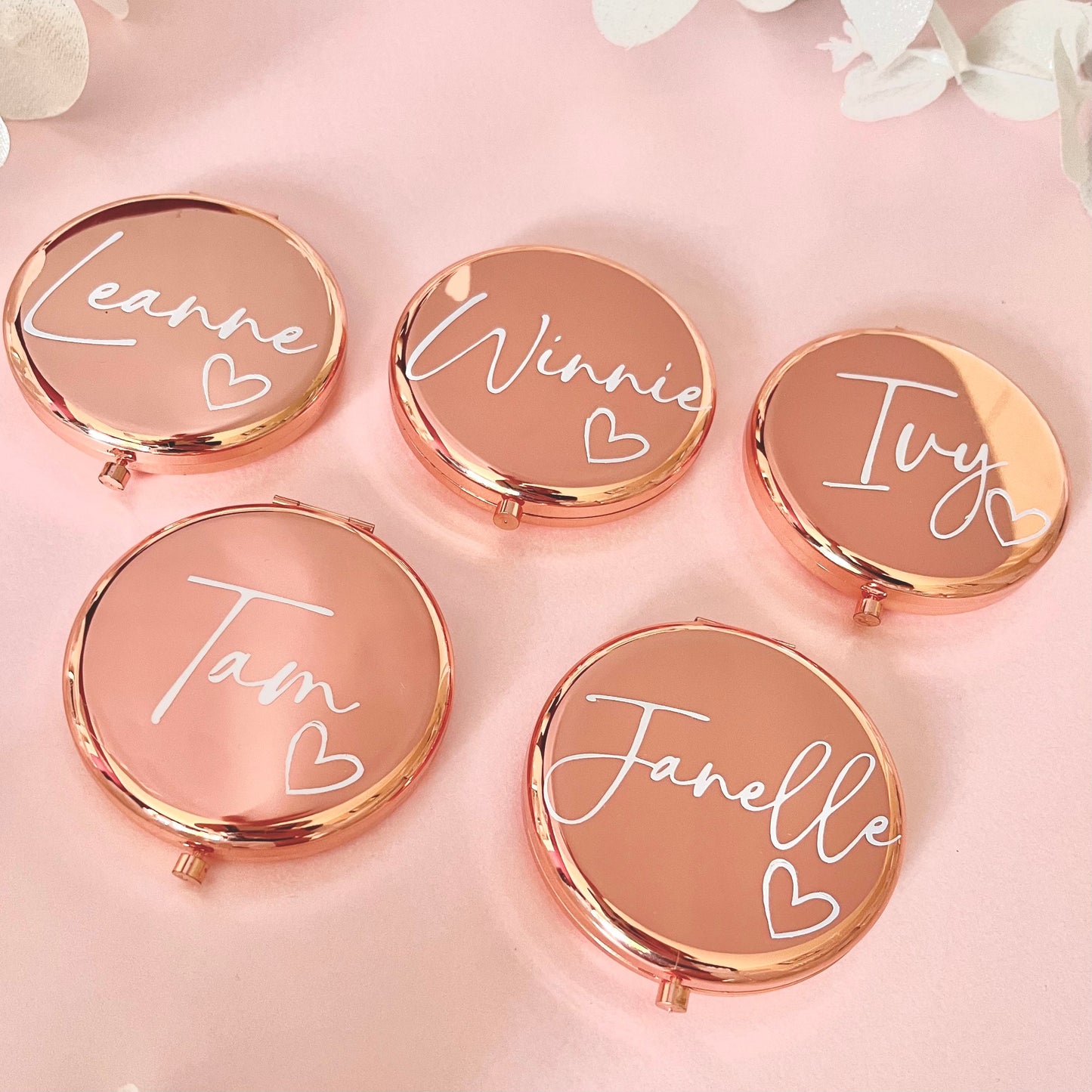 Compact Personalised Rose Gold Mirror