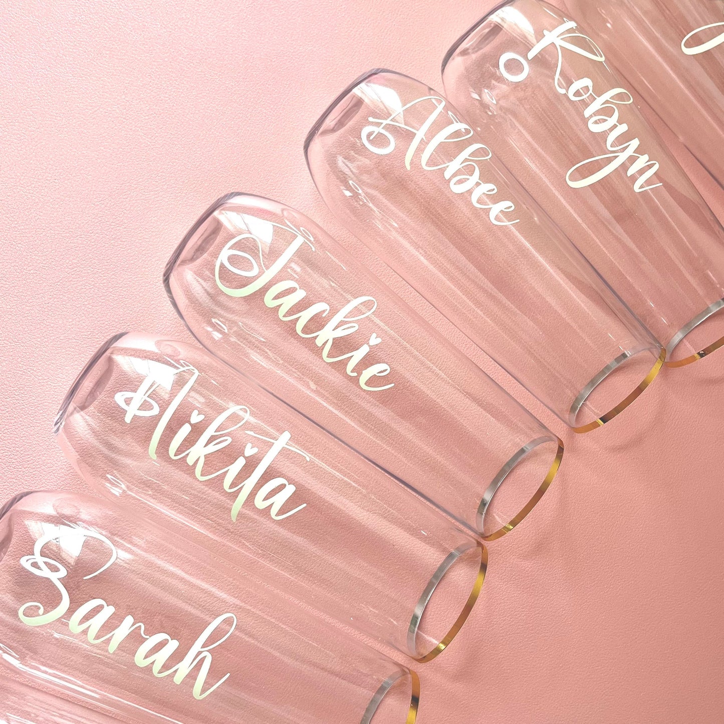 Plastic Gold Stemless Personalised Champagne Flutes