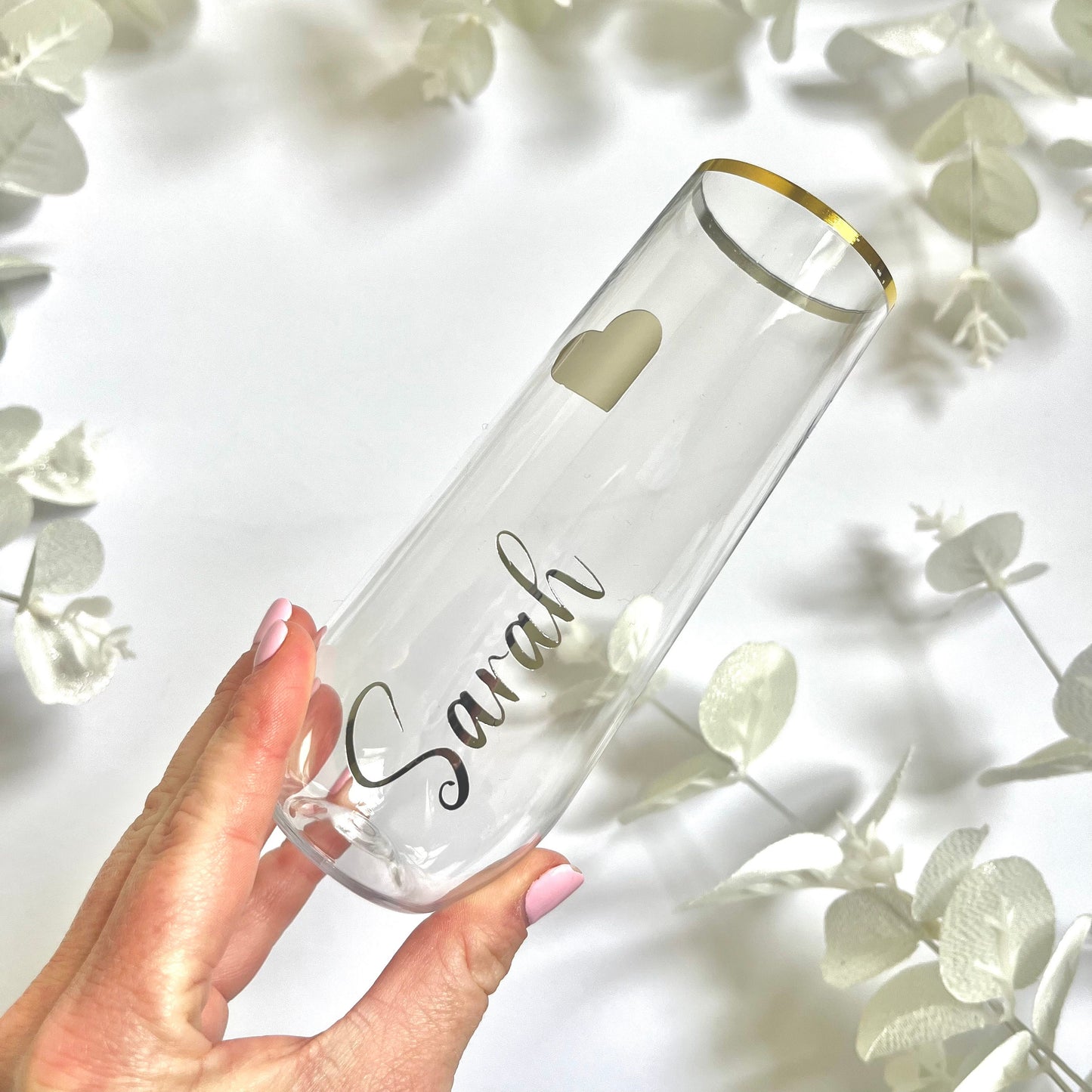 Plastic Gold Stemless Personalised Champagne Flutes