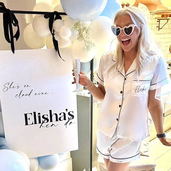 White Satin Bride Pyjamas | Bride Pyjamas for Hen Weekend | Pyjamas for morning of the wedding | White Bridal Pjs