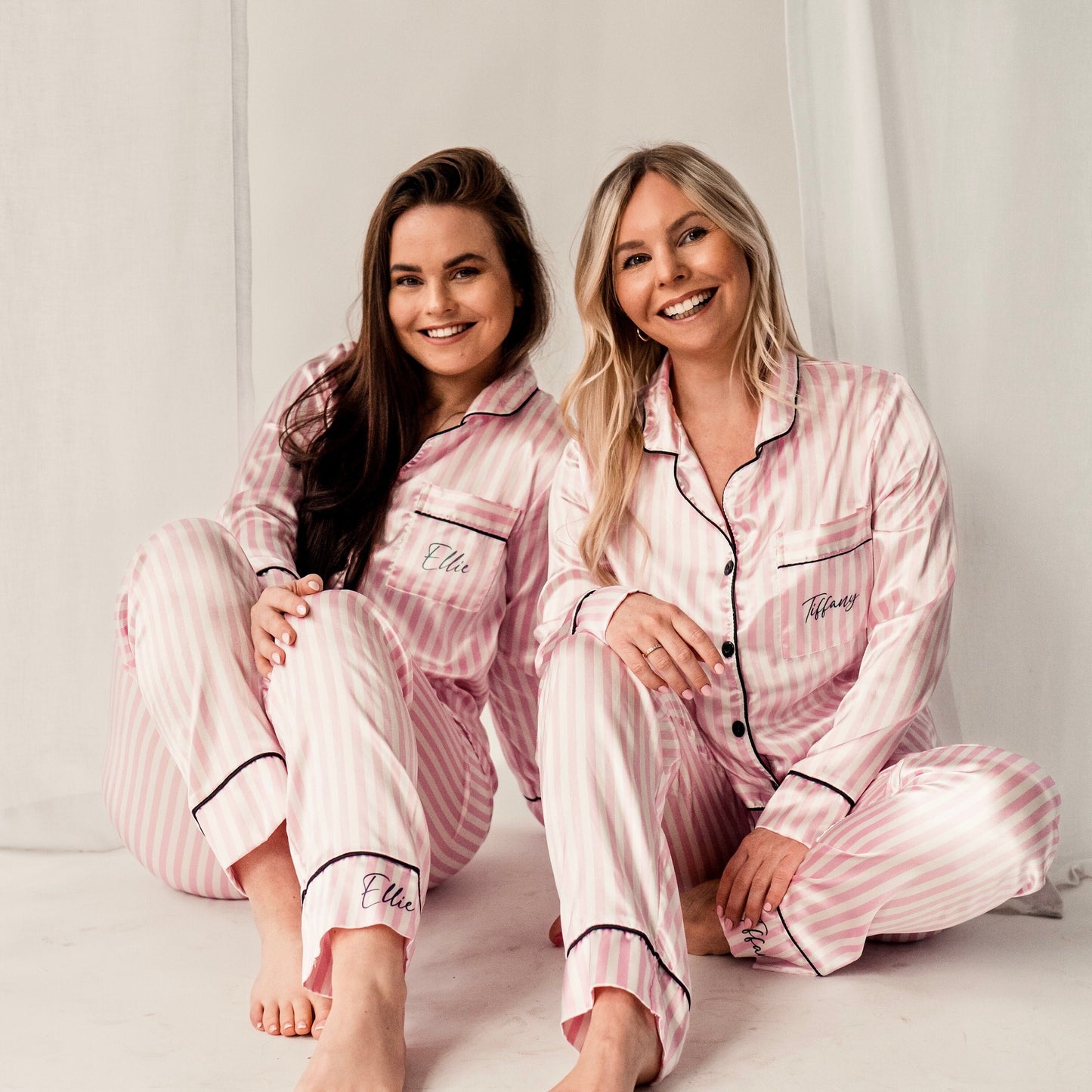 Personalised Pyjamas for Christmas| Personalised Pink Christmas pjs | Matching xmas pjs for girls | 18th Birthday Pyjamas | Pink satin pjs