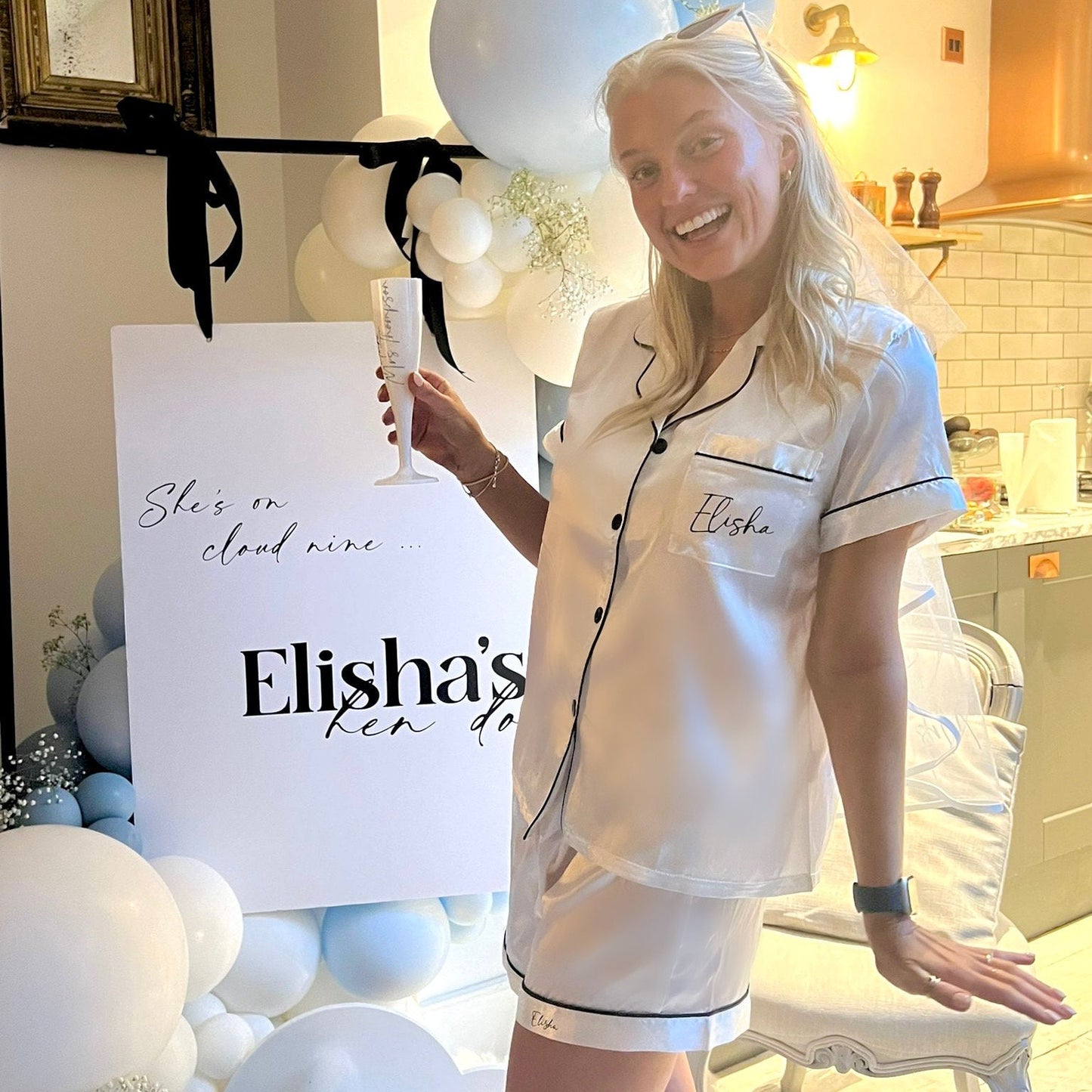 White Satin Bride Pyjamas | Bride Pyjamas for Hen Weekend | Pyjamas for morning of the wedding | White Bridal Pjs