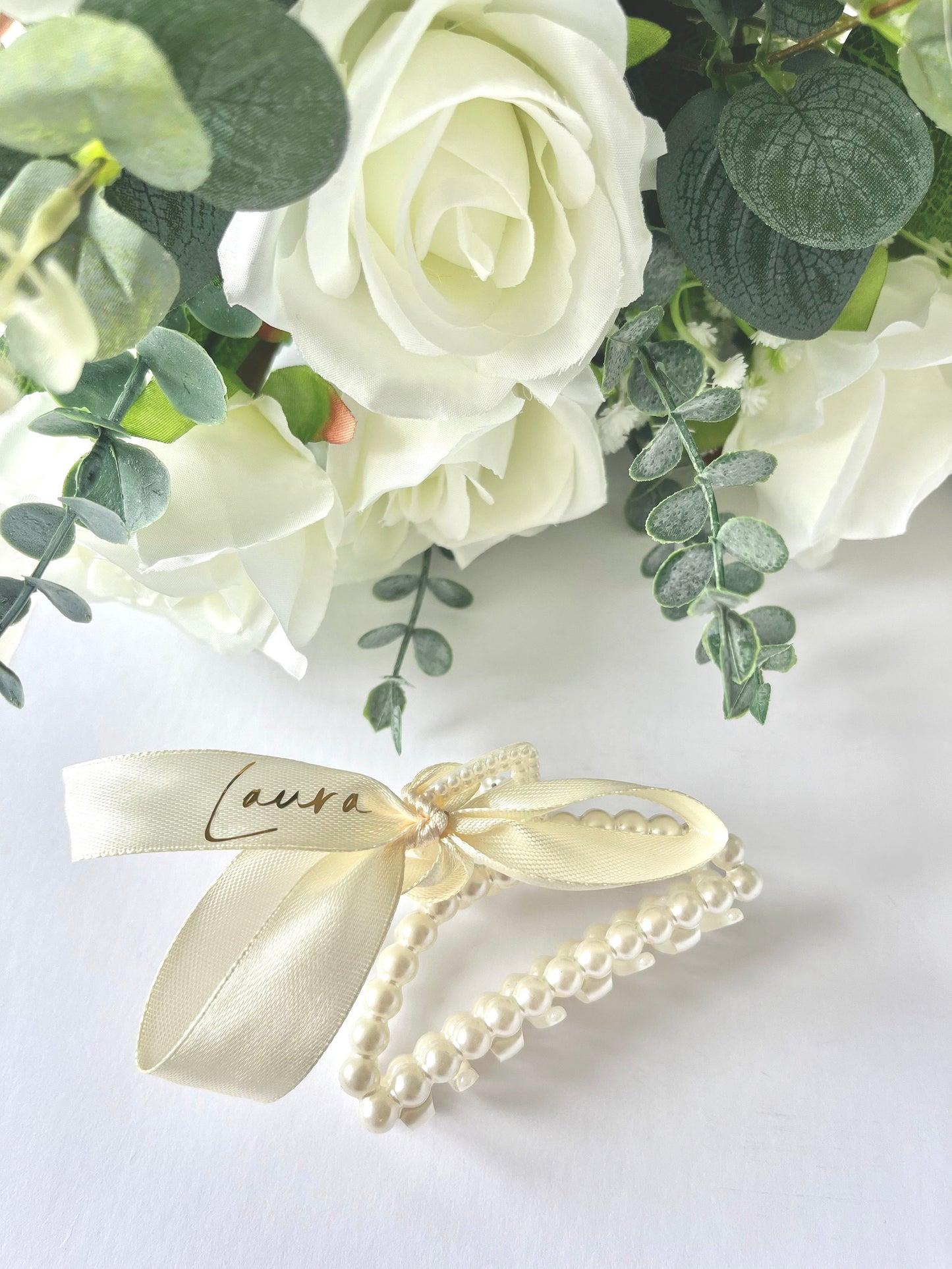 Personalised Faux Pearl Clip | Pearl Hair Accessory | Bridesmaid Hair accessories| Bridesmaid Proposal Hair Clip Gift | Custom Pearl Clip