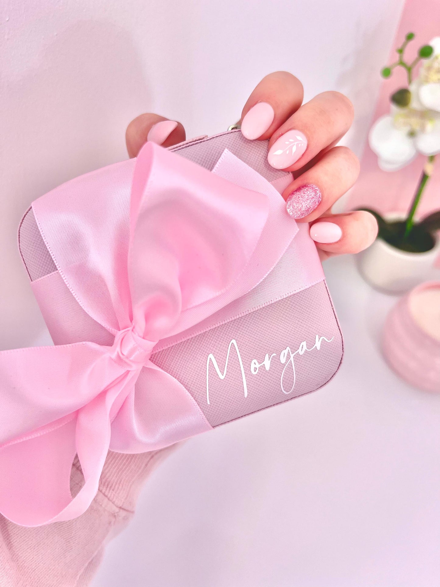 Personalised Pink Mini Jewellery Box | Personalised Bridesmaid Gift | Personalised Travel Jewellery Box for Holiday | Custom Bridal Favour