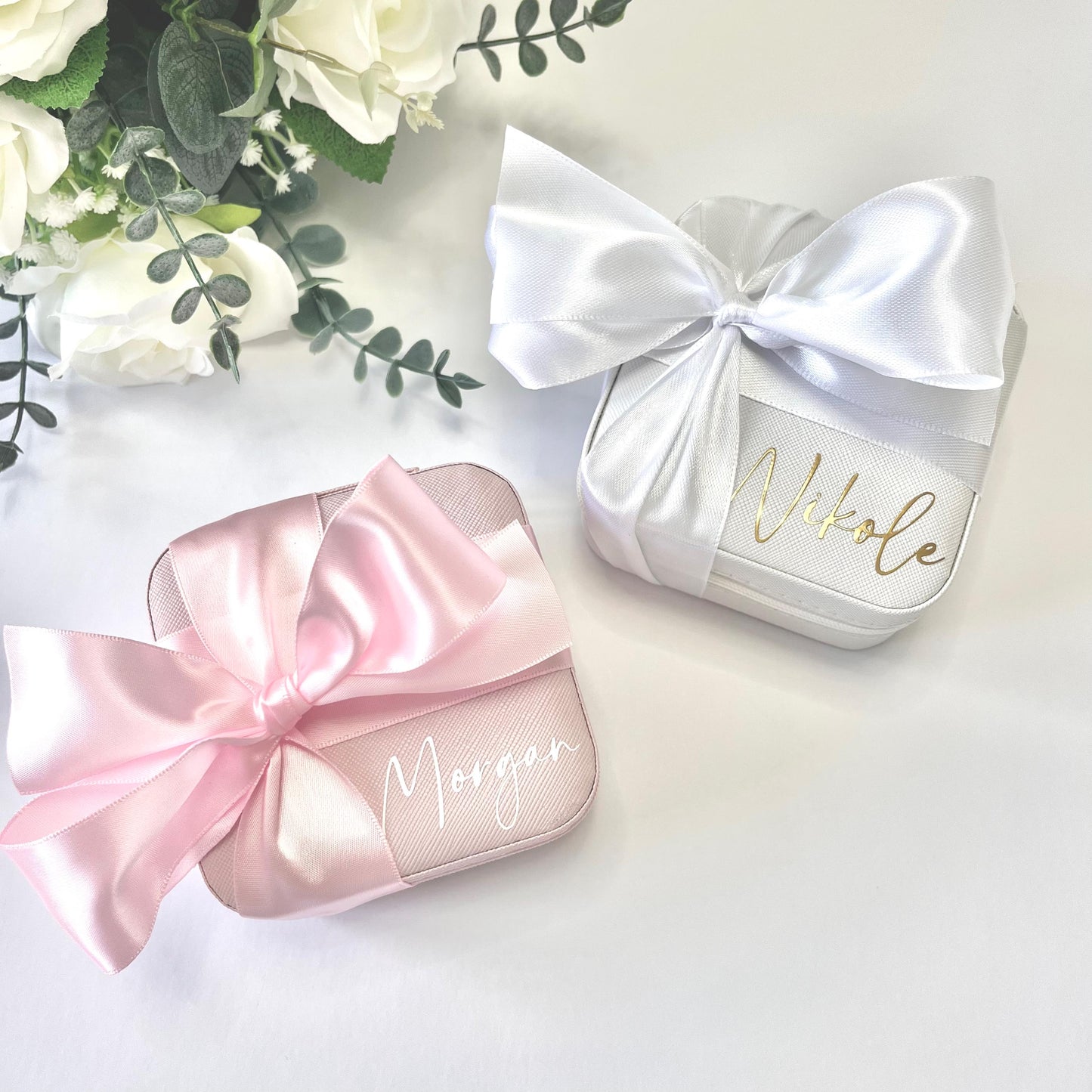 Personalised Pink Mini Jewellery Box | Personalised Bridesmaid Gift | Personalised Travel Jewellery Box for Holiday | Custom Bridal Favour