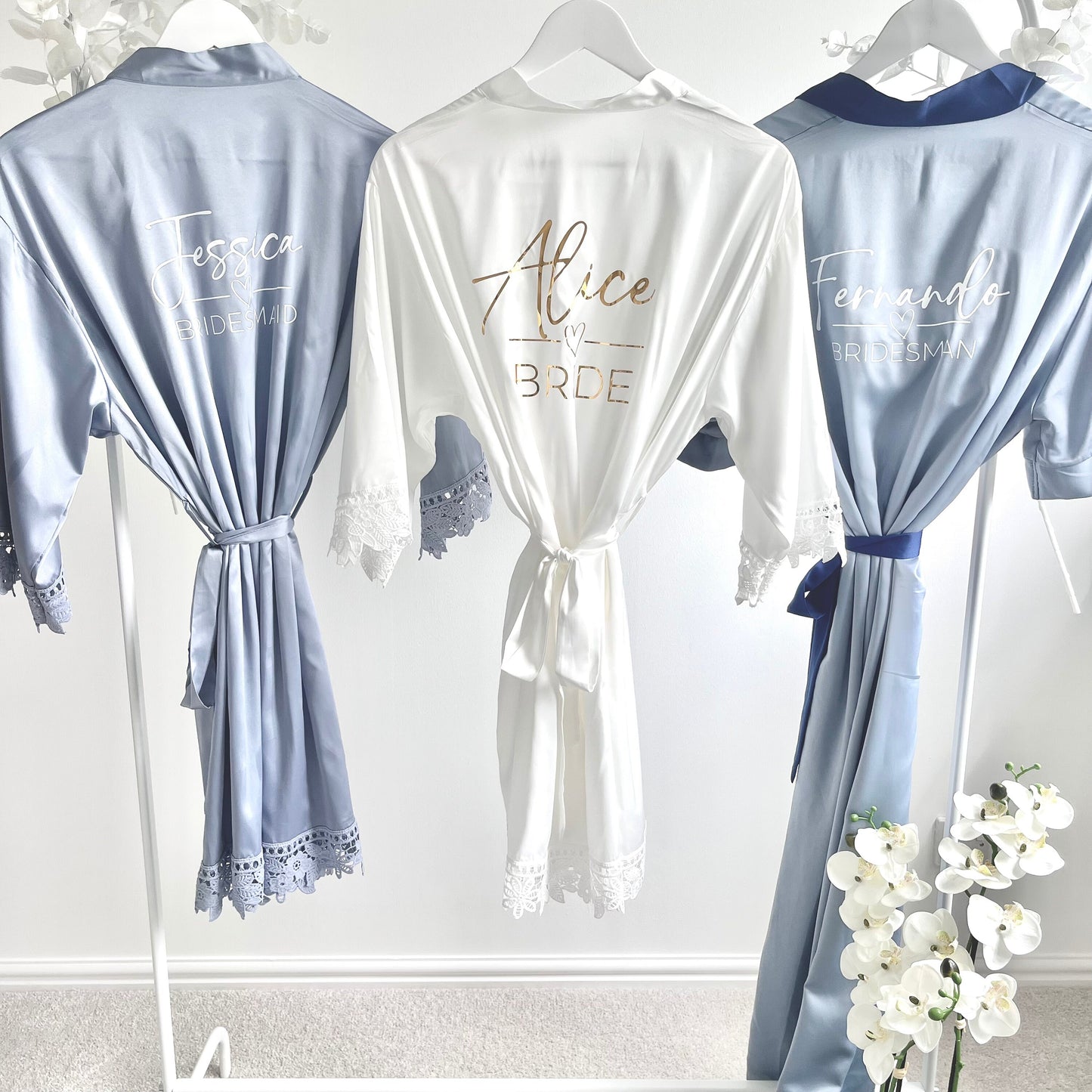 Personalised White Bridal Lace Robe with Luxury Gift Box