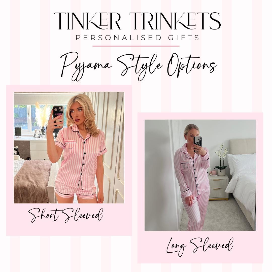 Personalised Pink Short Striped Satin Pyjamas